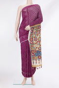 Pure Silk Magenta Bandhani Saree with Bandhani Print on the body and Without Border.  displayed on a mannequin