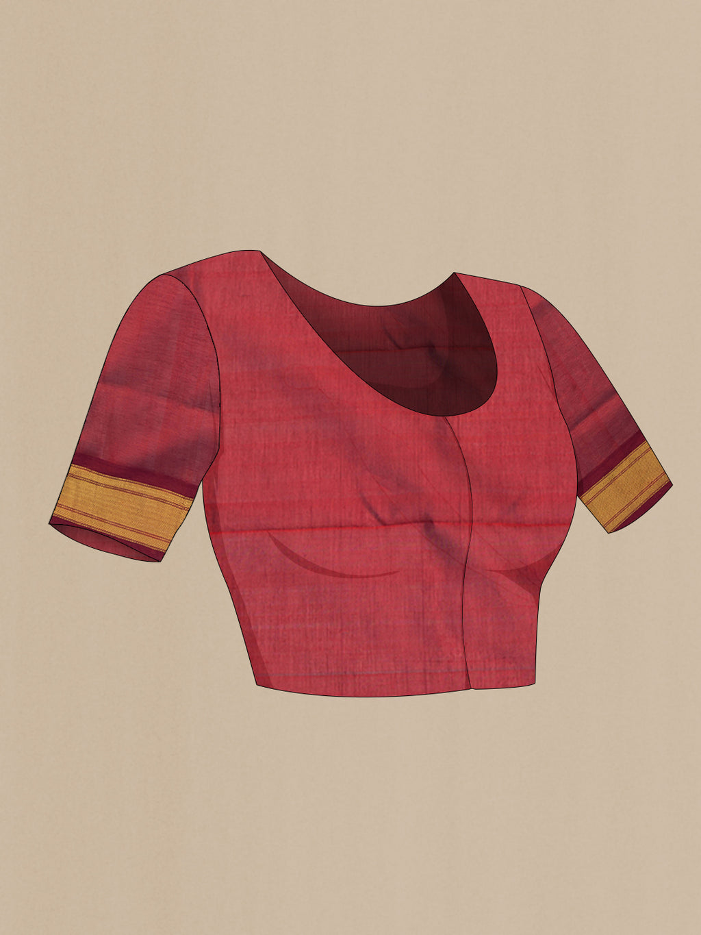 Close up image of the blouse of Multi Color Silk Cotton Saree with Stripes on the body and Zari Border. 