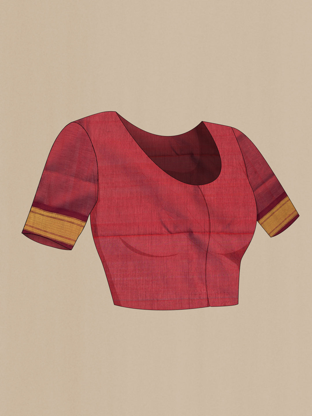Close up image of the blouse of Multi Color Silk Cotton Saree with Stripes on the body and Zari Border. 