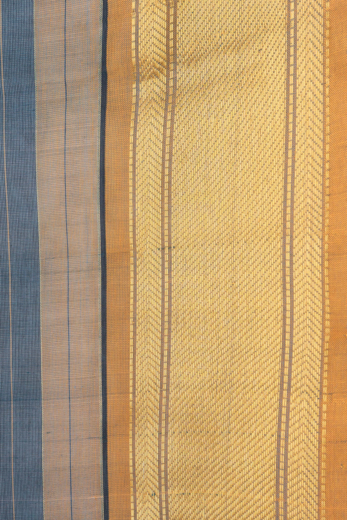 Border image of Peacock Blue Dual Tone Silk Cotton Saree with Stripes on the body and Zari Border. 