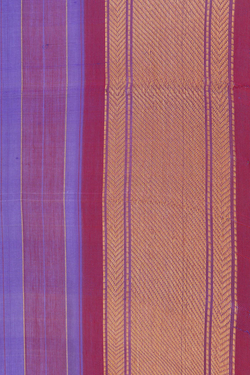 Border image of Lavender and Maroon Color Silk Cotton Saree with Stripes on the body and Zari Border. 