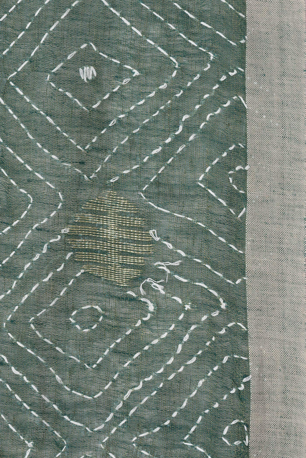 Border image of Bottle Green Dual Tone Tussar Silk Saree with Embroidery on the body and Plain Border. 