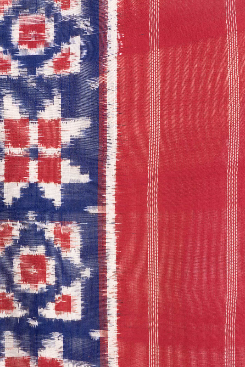 Border image of Navy Blue Dual Tone Double Ikat Saree with Ikat Print on the body and Thread Border. 