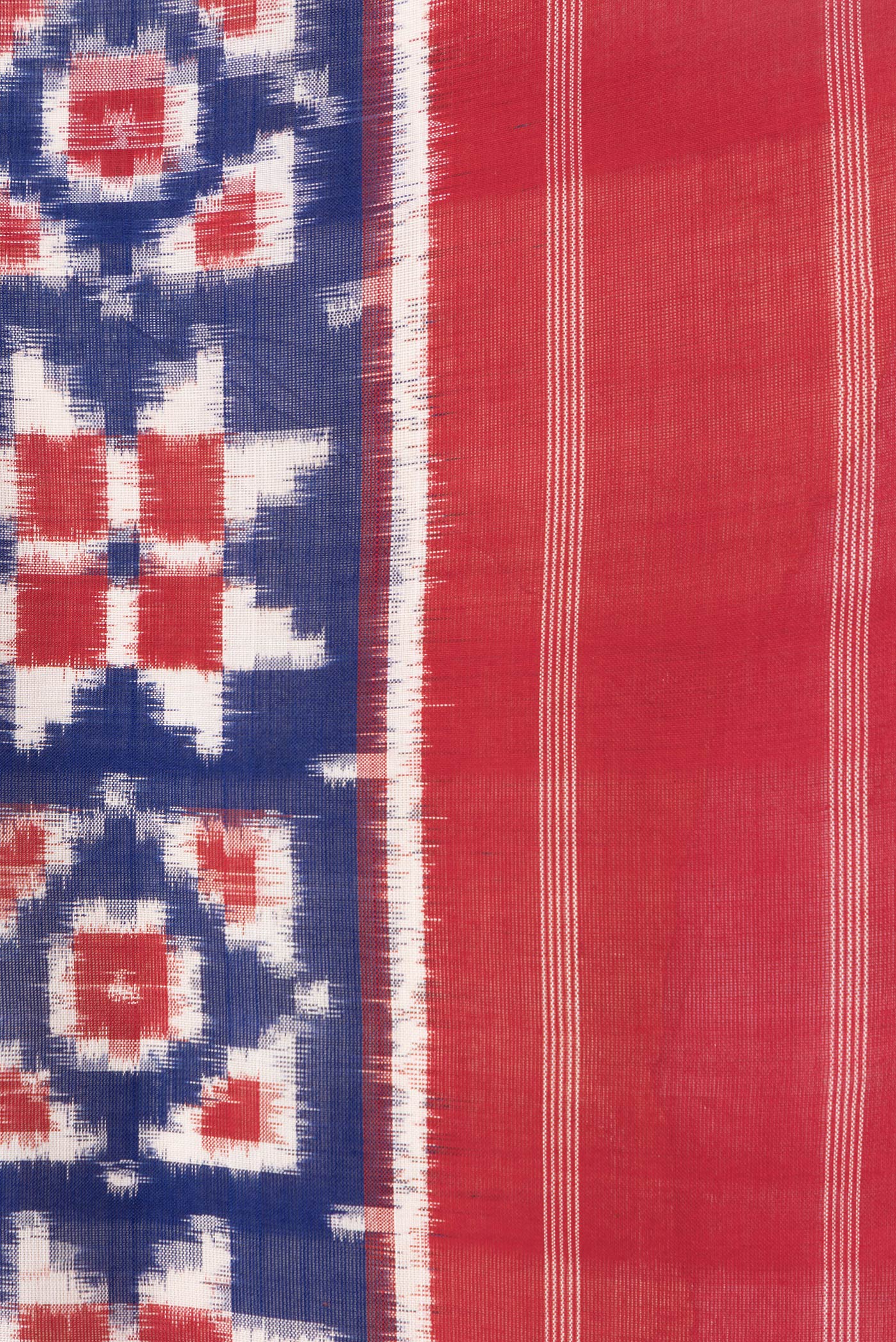 Border image of Navy Blue Dual Tone Double Ikat Saree with Ikat Print on the body and Thread Border. 