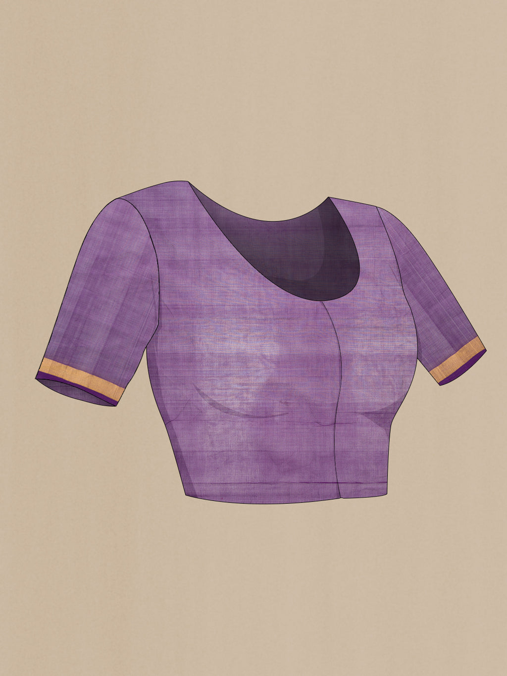 Close up image of the blouse of Peach Dual Tone Uppada Cotton Saree with Zari Butta on the body and Zari Border. 