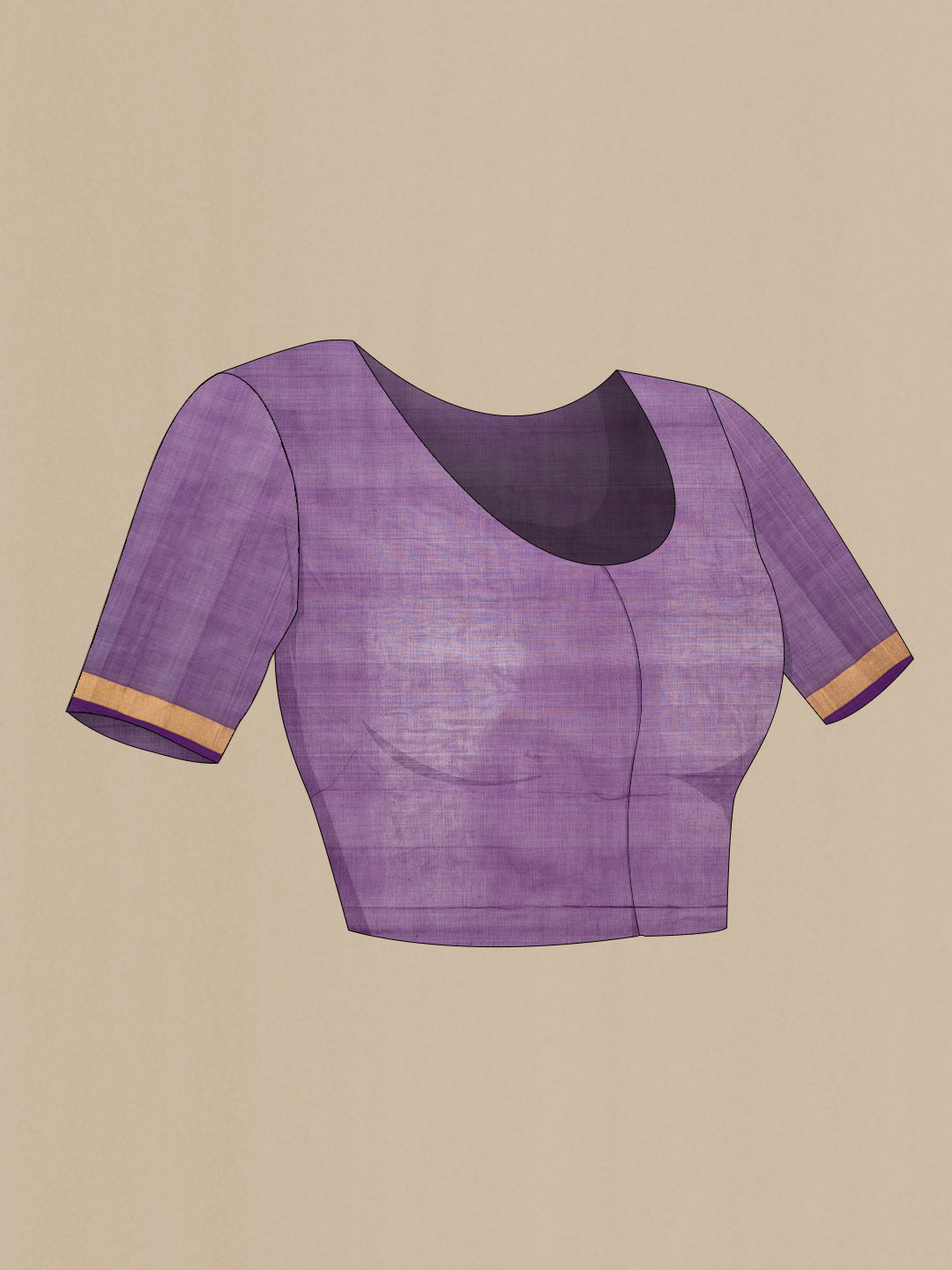 Close up image of the blouse of Peach Dual Tone Uppada Cotton Saree with Zari Butta on the body and Zari Border. 