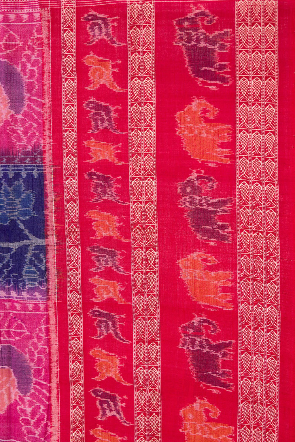 Border image of Royal Blue Dual Tone Double Ikat Saree with Ikat Print on the body and Thread Border. 
