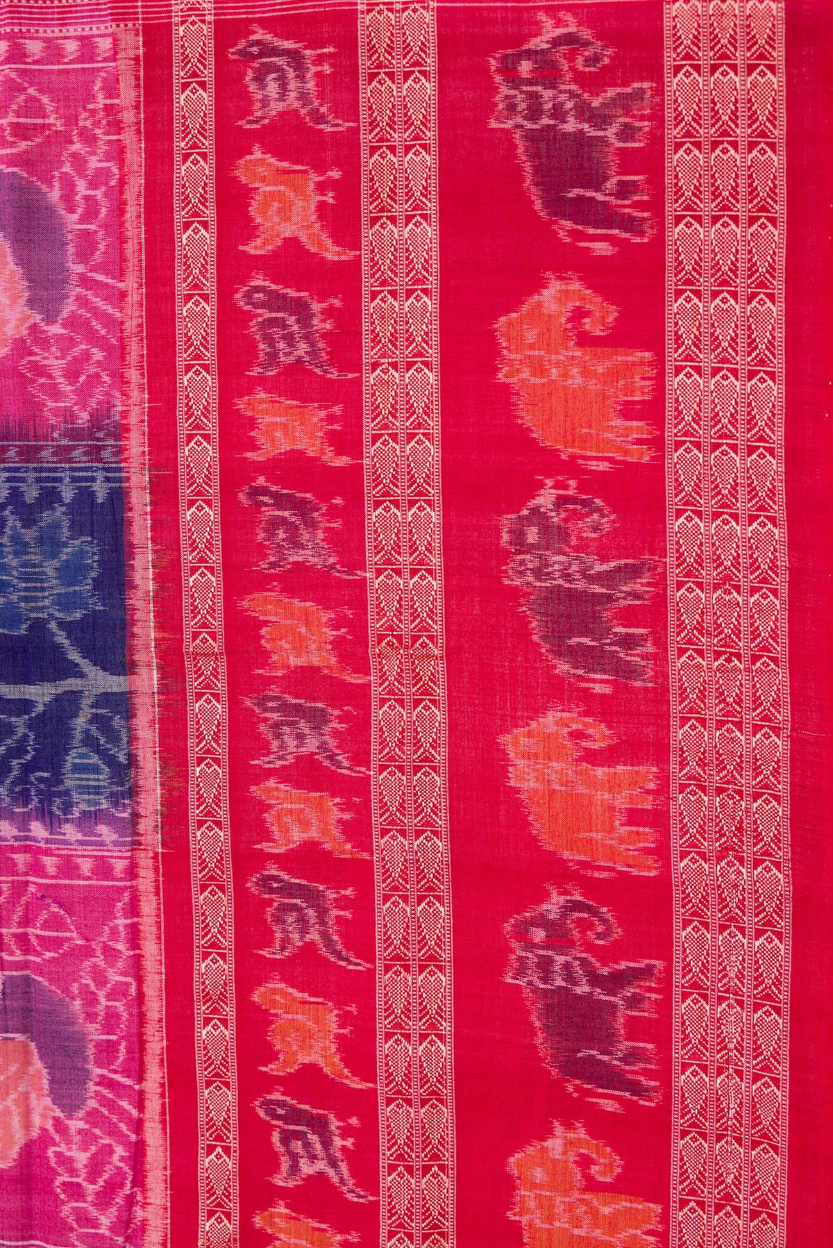 Border image of Royal Blue Dual Tone Double Ikat Saree with Ikat Print on the body and Thread Border. 