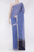 Blue Uppada Cotton Saree with Zari Butta on the body and Zari Border.  displayed on a mannequin