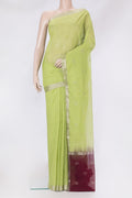 Pista Green Uppada Cotton Saree with Zari Butta on the body and Zari Border.  displayed on a mannequin