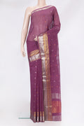 Purple Uppada Cotton Saree with Zari Butta on the body and Zari Border.  displayed on a mannequin