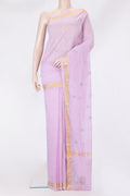 Lavender Uppada Cotton Saree with Zari And Thread Butta on the body and Zari Border.  displayed on a mannequin