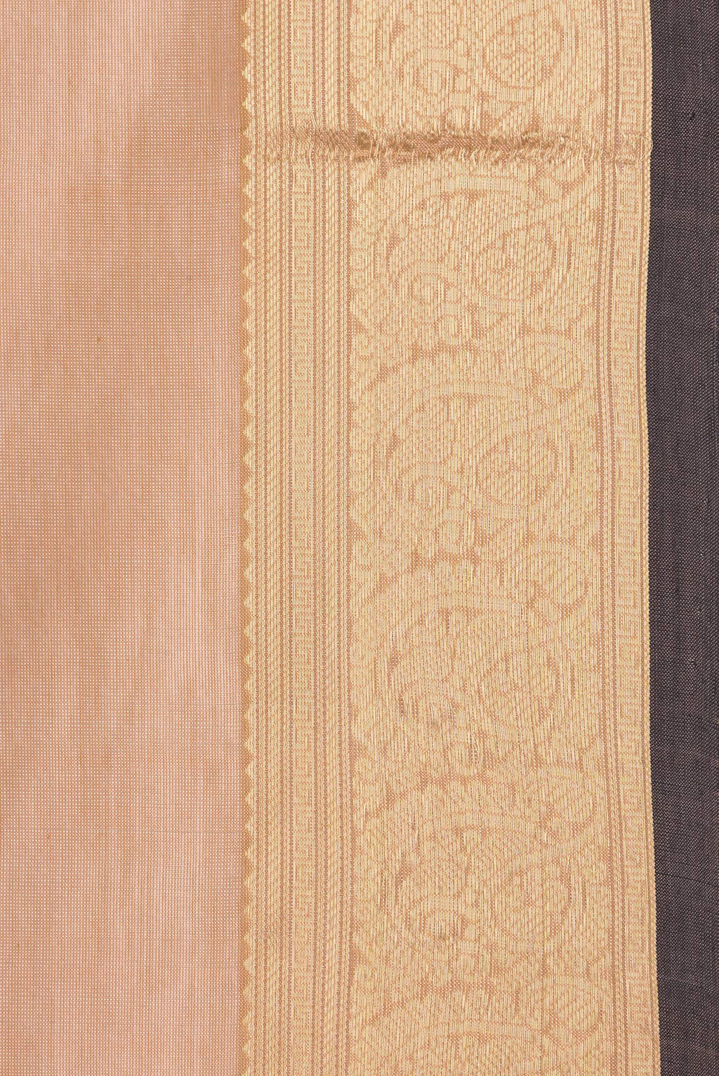 Border image of Peach Dual Tone Silk Cotton Saree with Zari Butta on the body and Zari Border. 