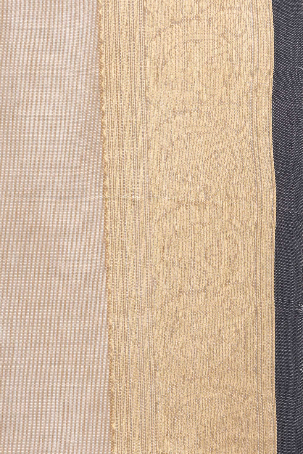 Border image of Beige Dual Tone Silk Cotton Saree with Zari Butta on the body and Zari Border. 