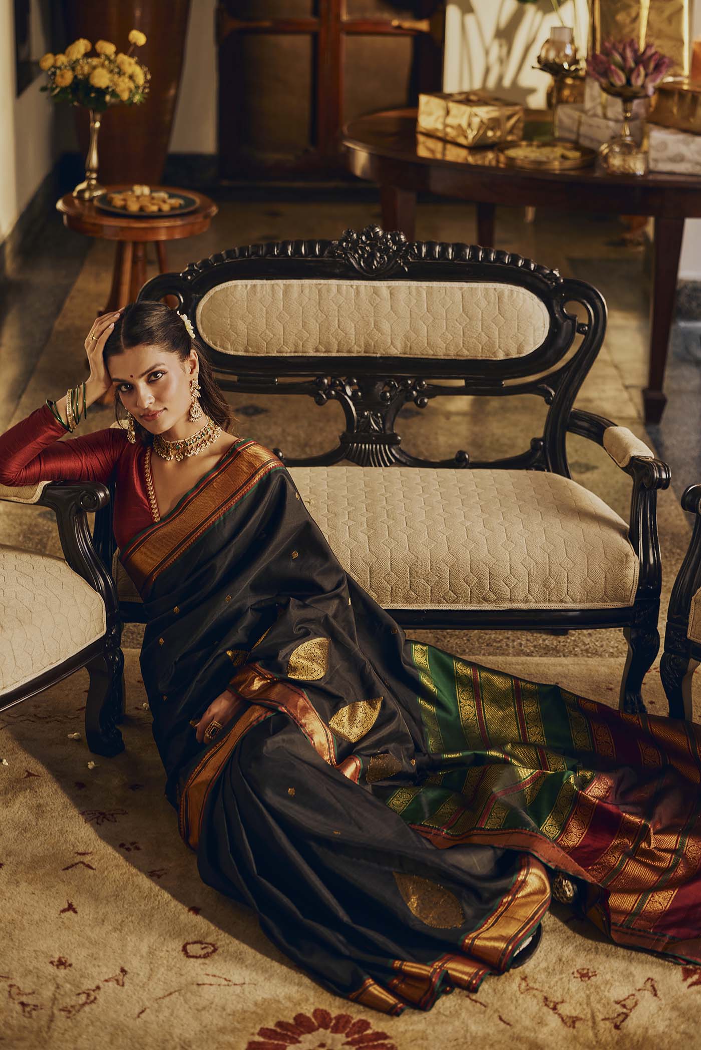 Esha-Black Kanchipuram Silk Saree