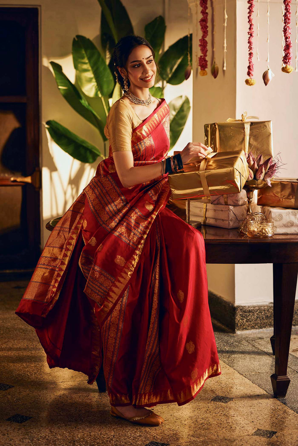 Amaaya-Red Kanchipuram Silk Saree