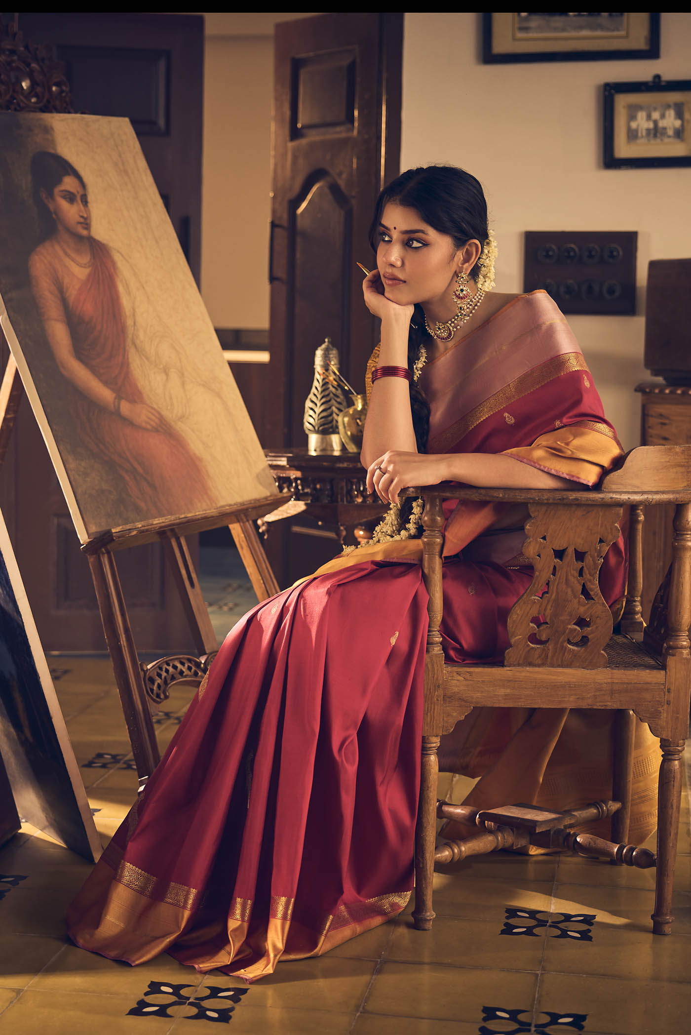 Varnika-Pure Silk Pure Gold Zari Red Kanchipuram Saree