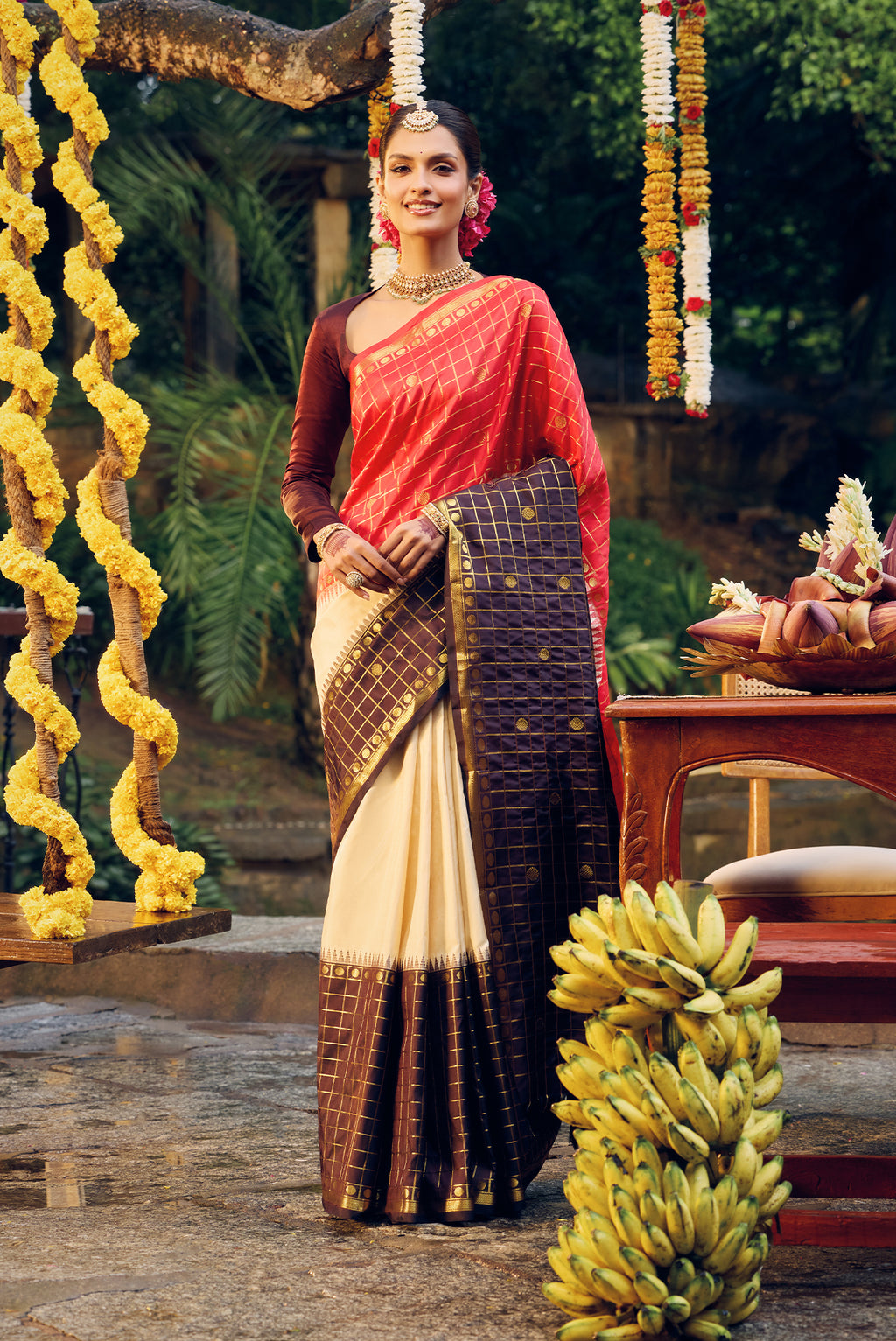 Mugdha-Pure Silk Off-White Kanchipuram Saree