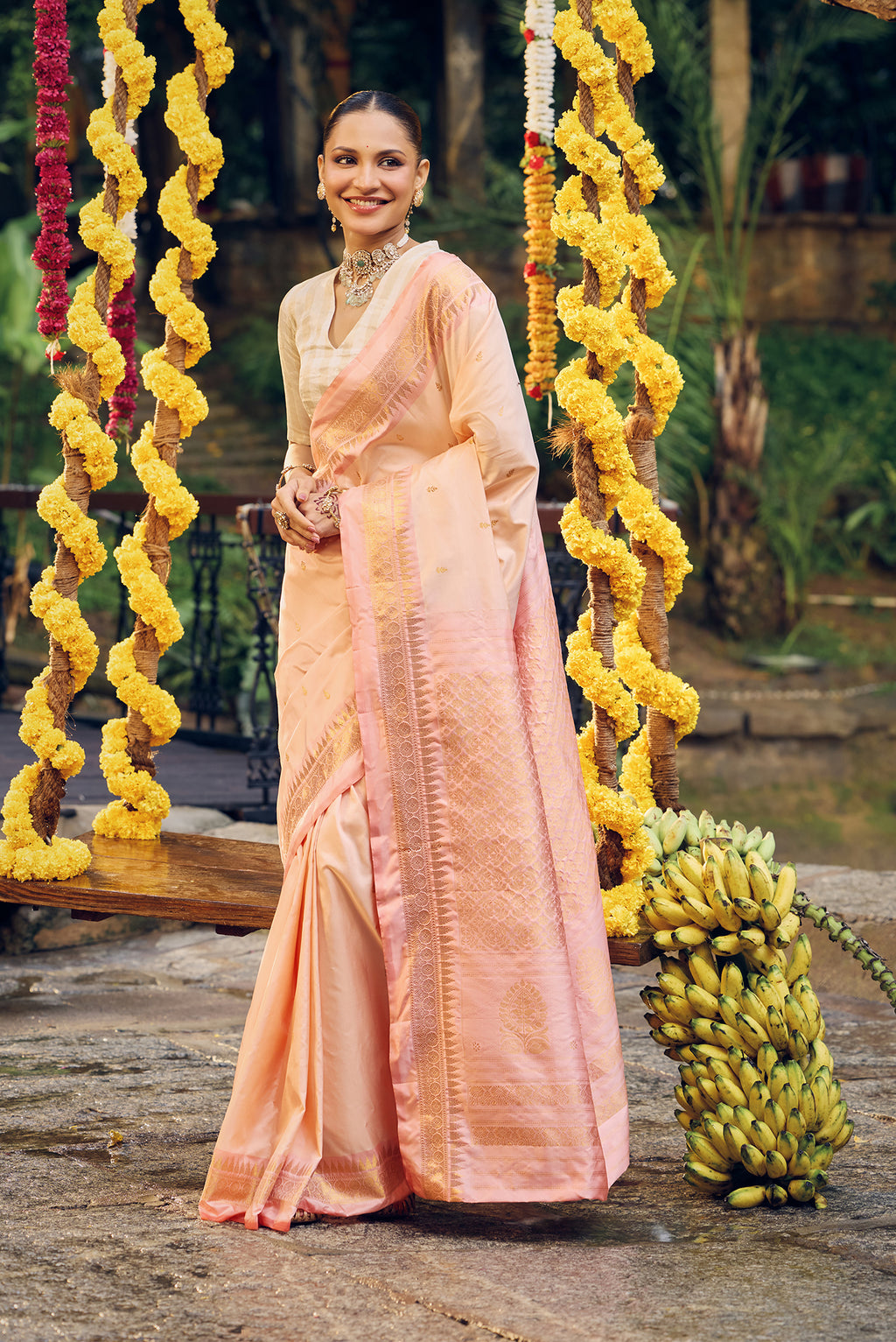 Parijata-Pure Silk Off-White Kanchipuram Saree