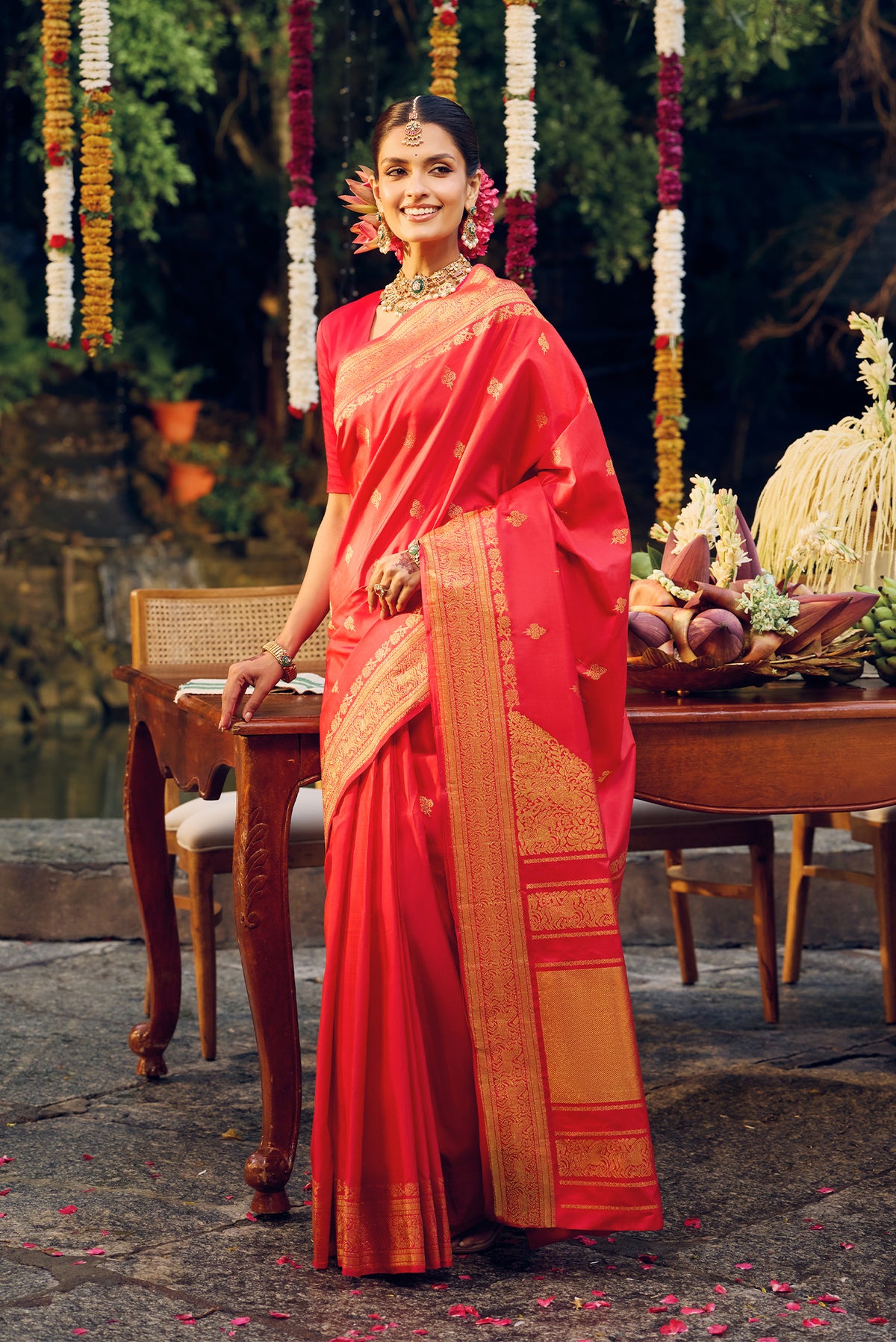 Vasavi-Pure Silk Red Kanchipuram Saree