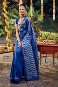 Rithi-Pure Silk Cobalt Blue Kanchipuram Saree
