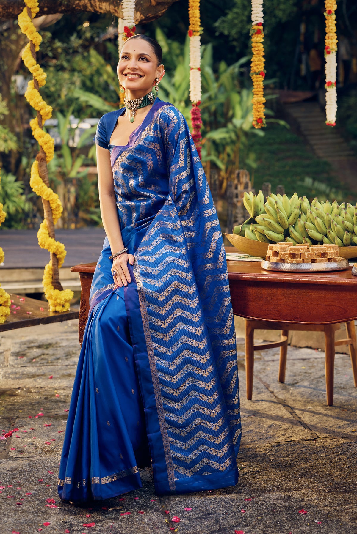 Rithi-Pure Silk Cobalt Blue Kanchipuram Saree