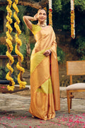 Shreeja-Pure Silk Yellow-Green Kanchipuram Saree
