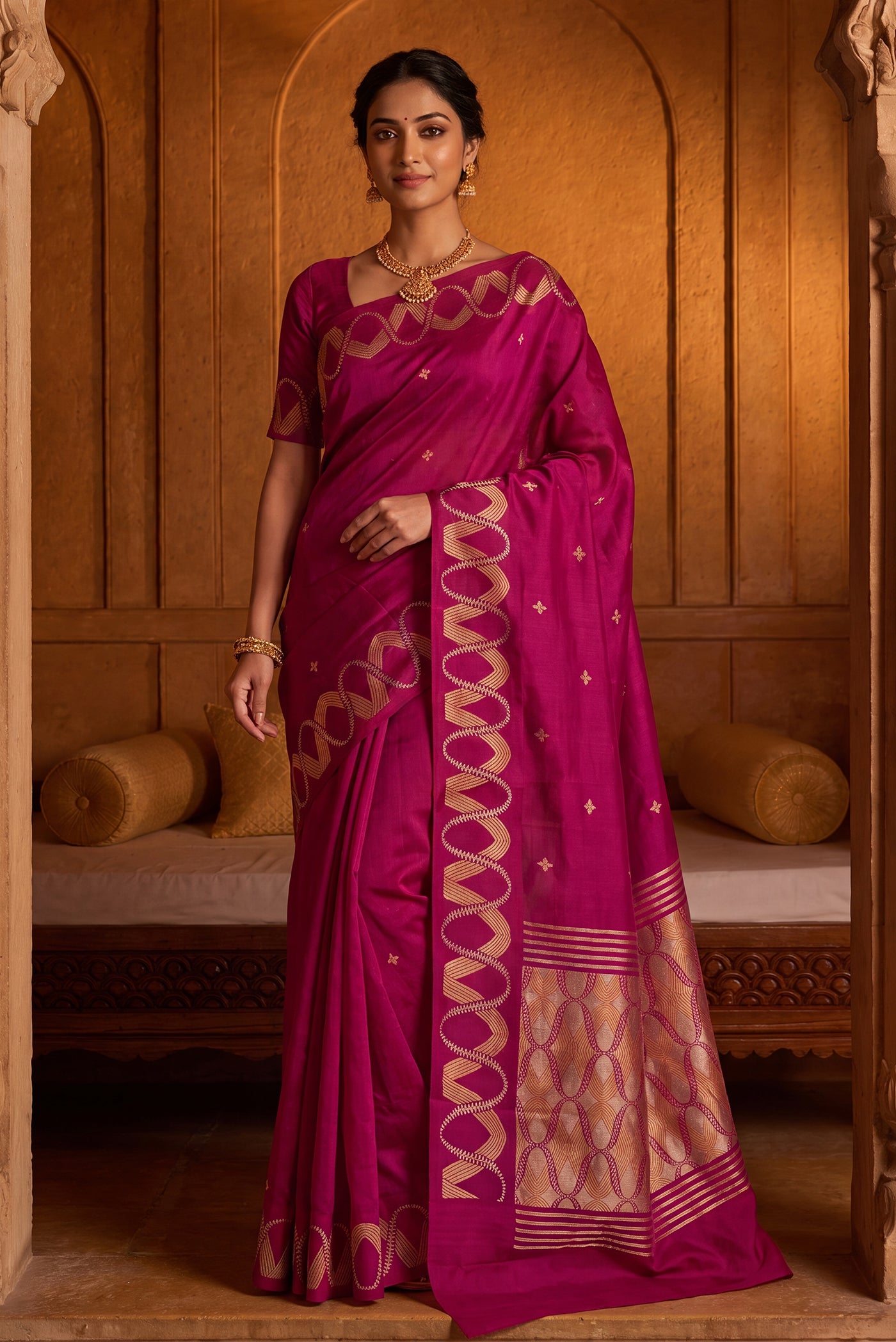Miraaya - Pink Banarasi Katan Silk Saree