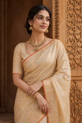 Mrunali - Beige Banarasi Katan Silk Saree
