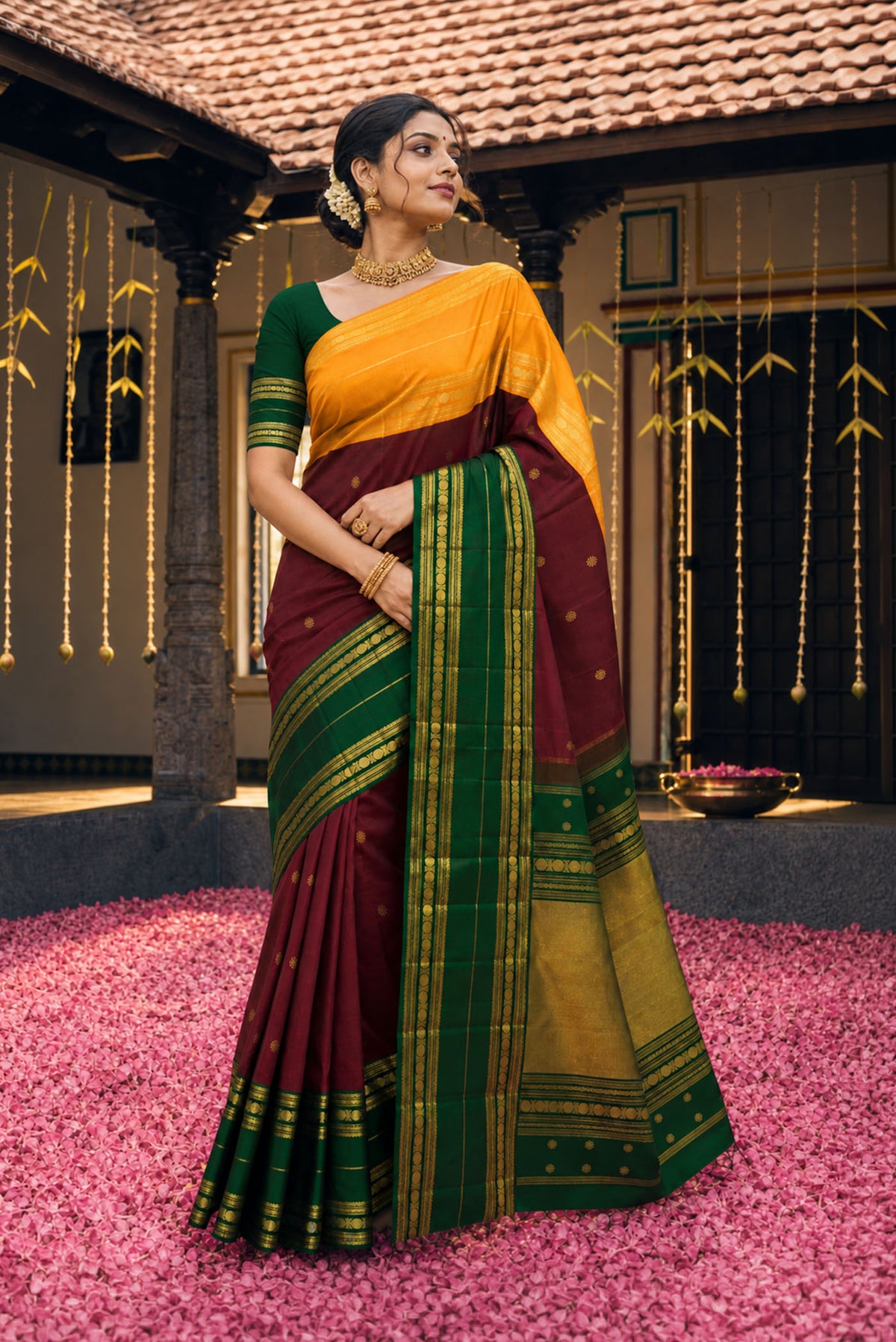 Kamala- Maroon Kanchipuram Silk Saree
