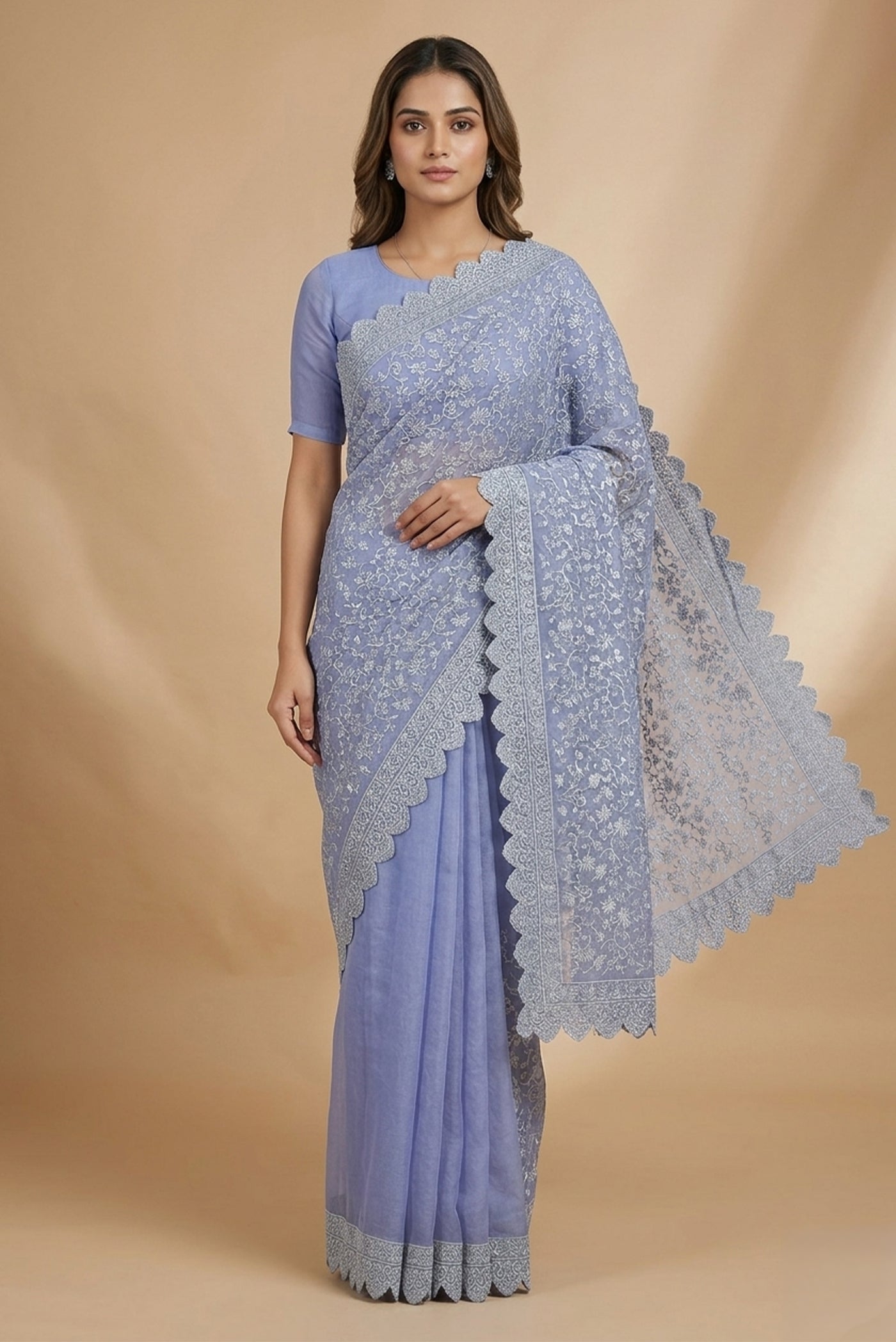 Model wearing a Pure Organza Silk