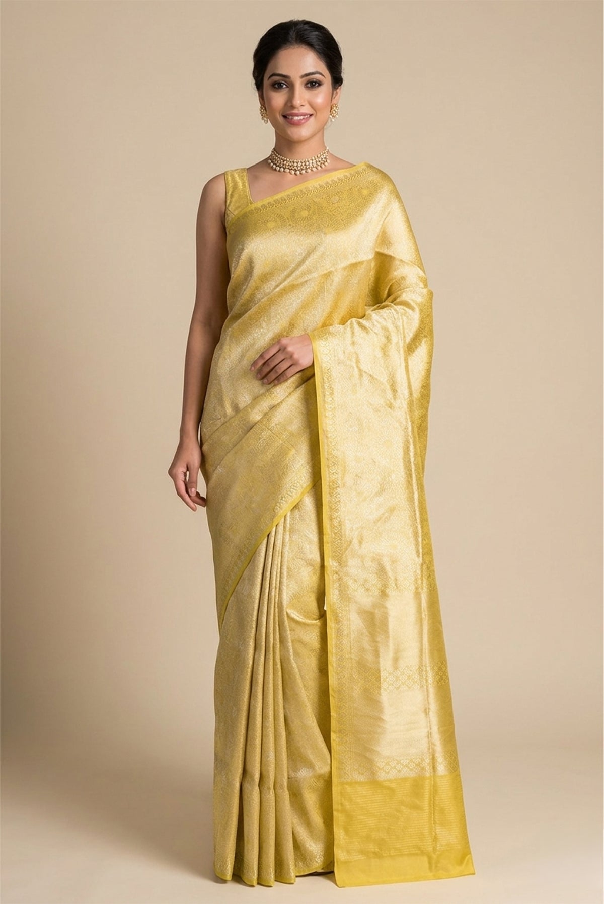 Model wearing a Banarasi Silk