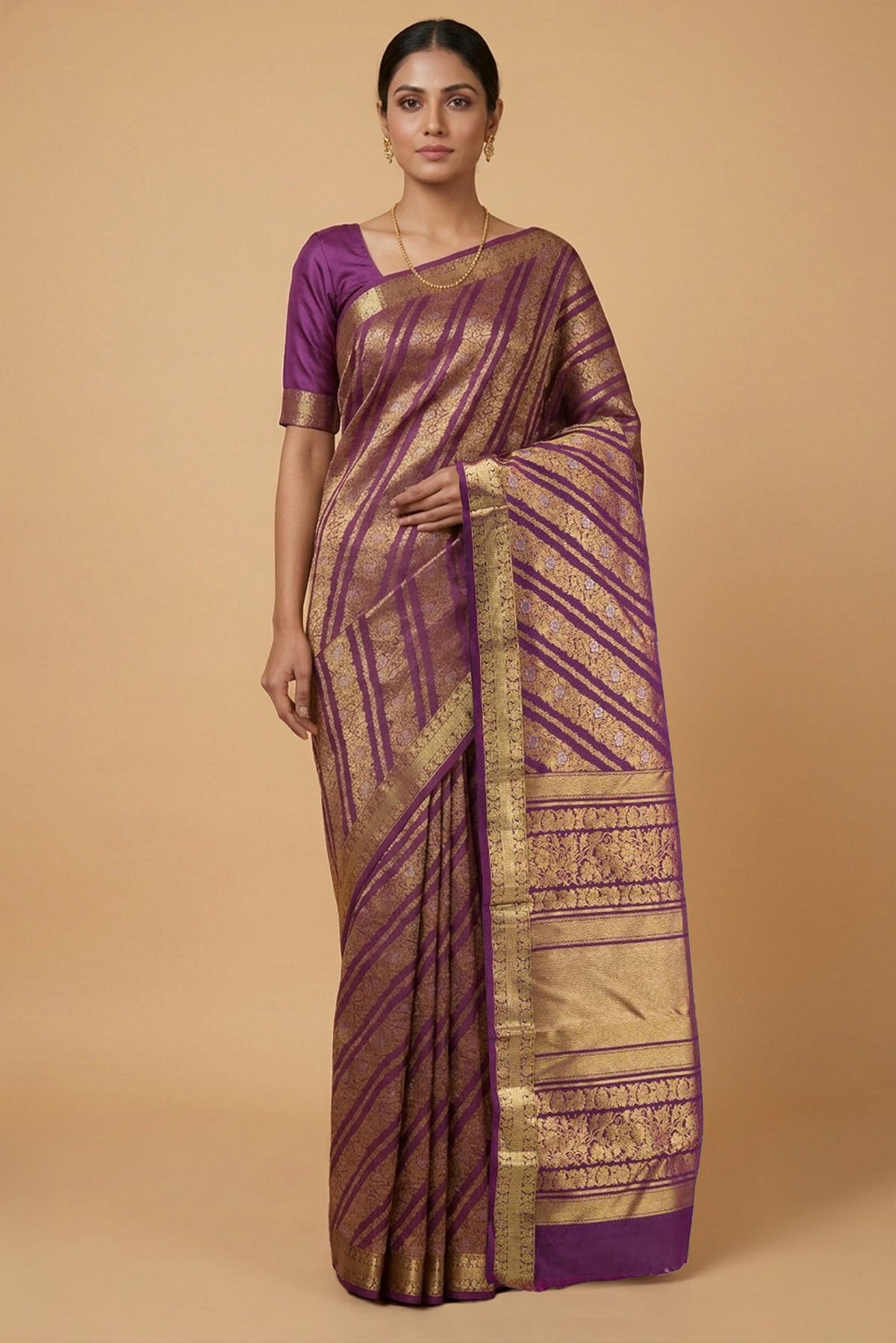 Model wearing a Kanchipuram Silk