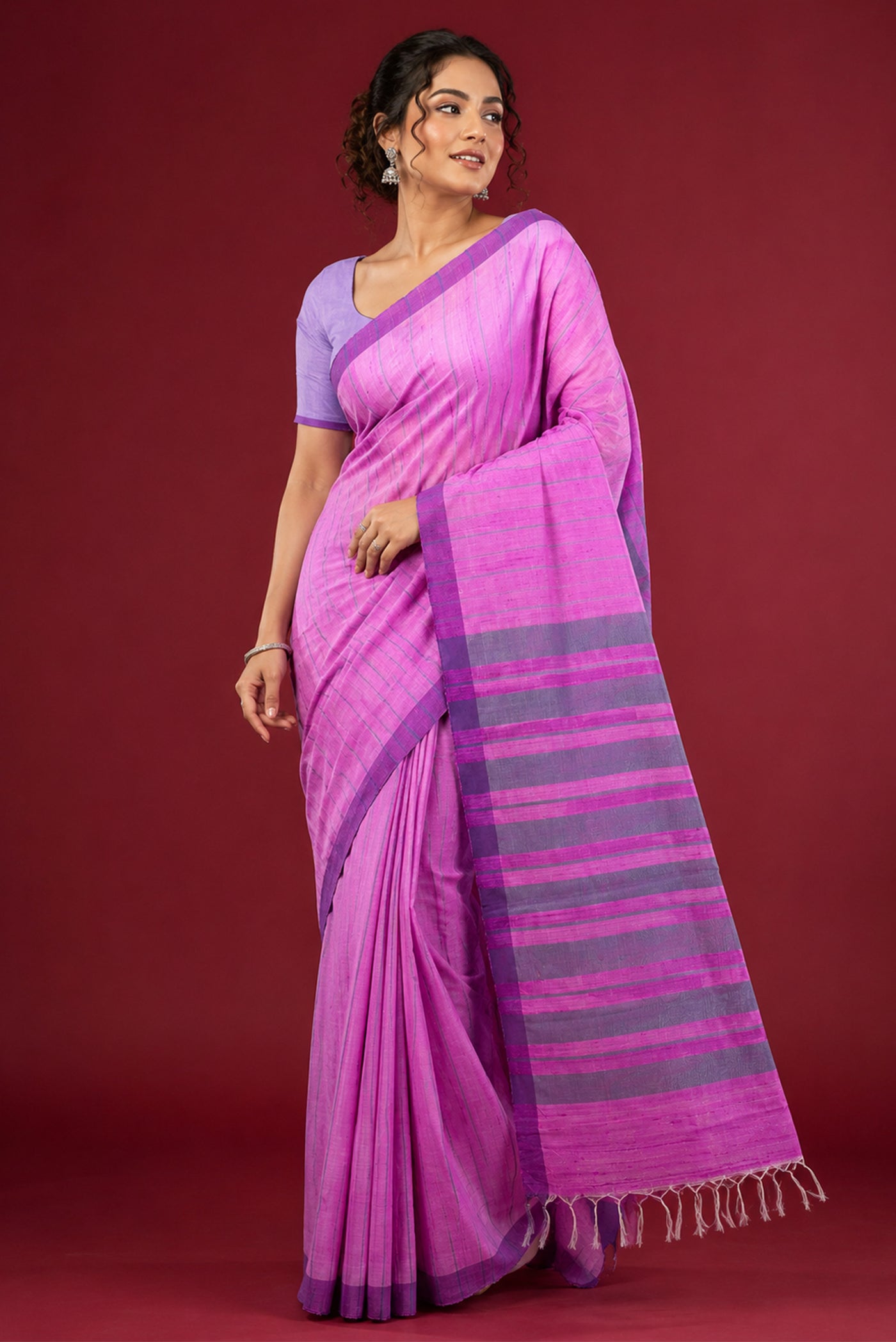 Model wearing a Bhagalpuri Tussar Silk