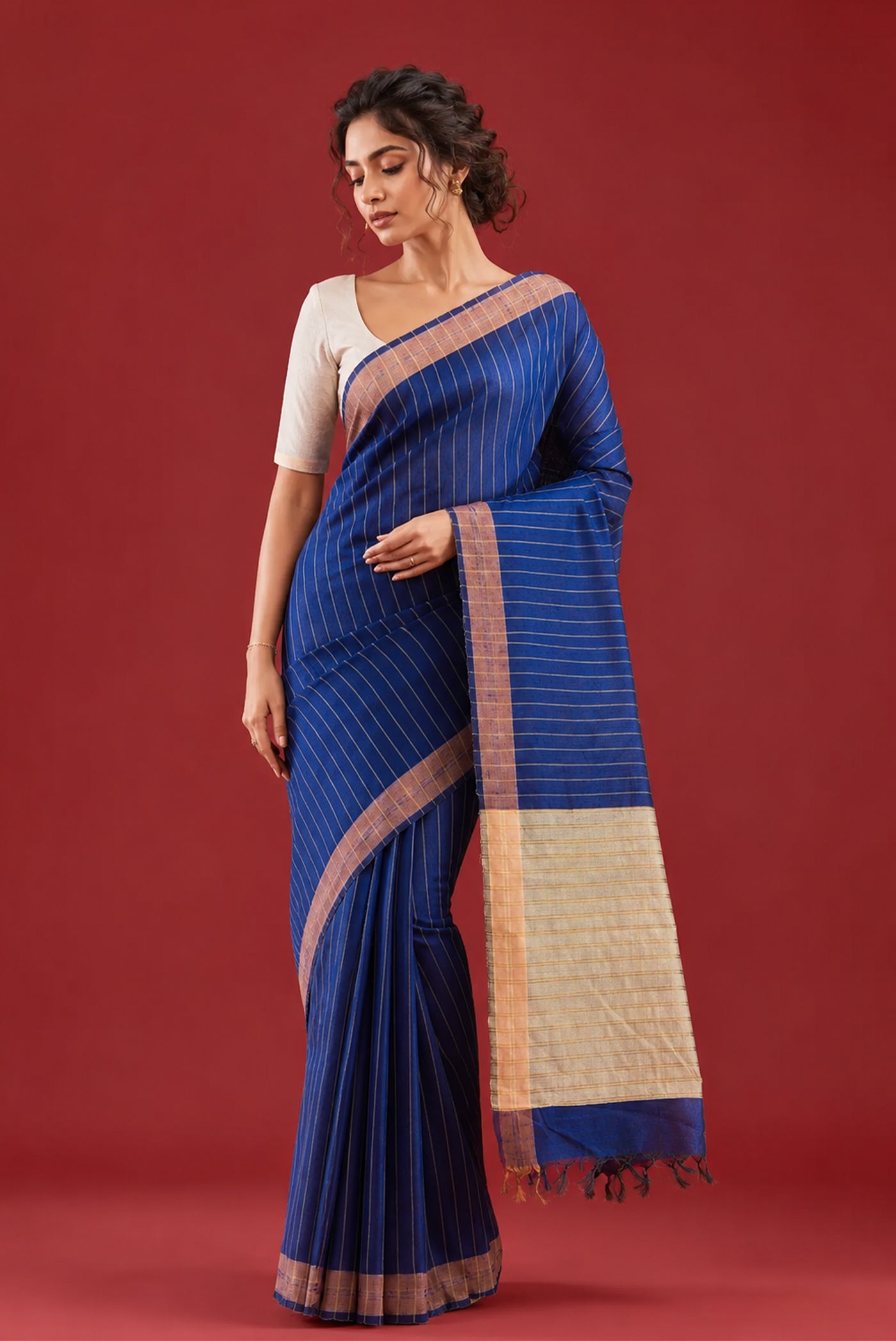 Model wearing a Bhagalpuri Tussar Silk