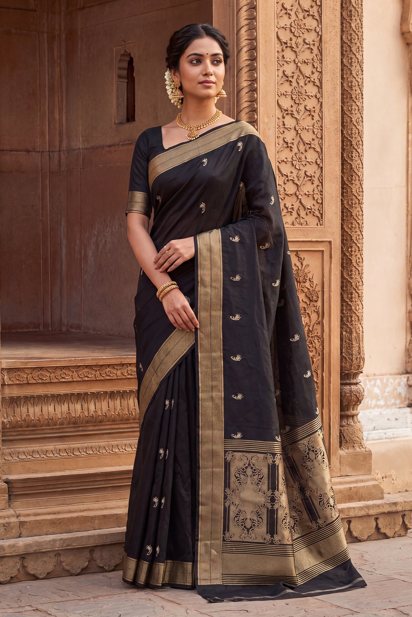 Shyama-Black Banarasi Katan Silk Saree