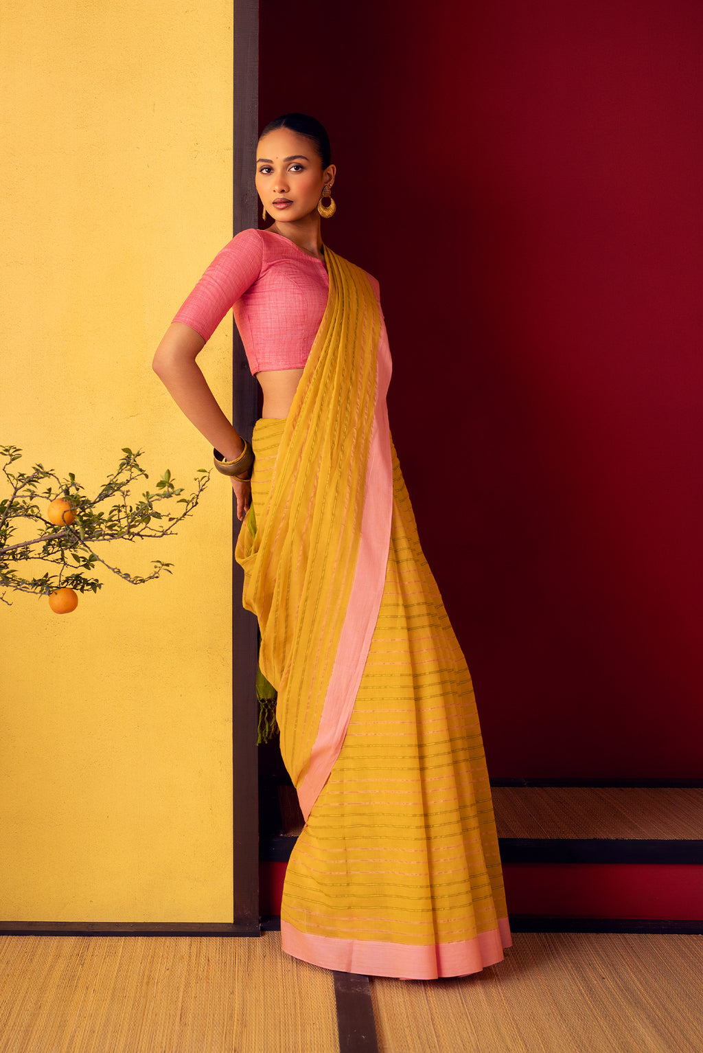Mishri-Mustard Yellow Cotton Saree