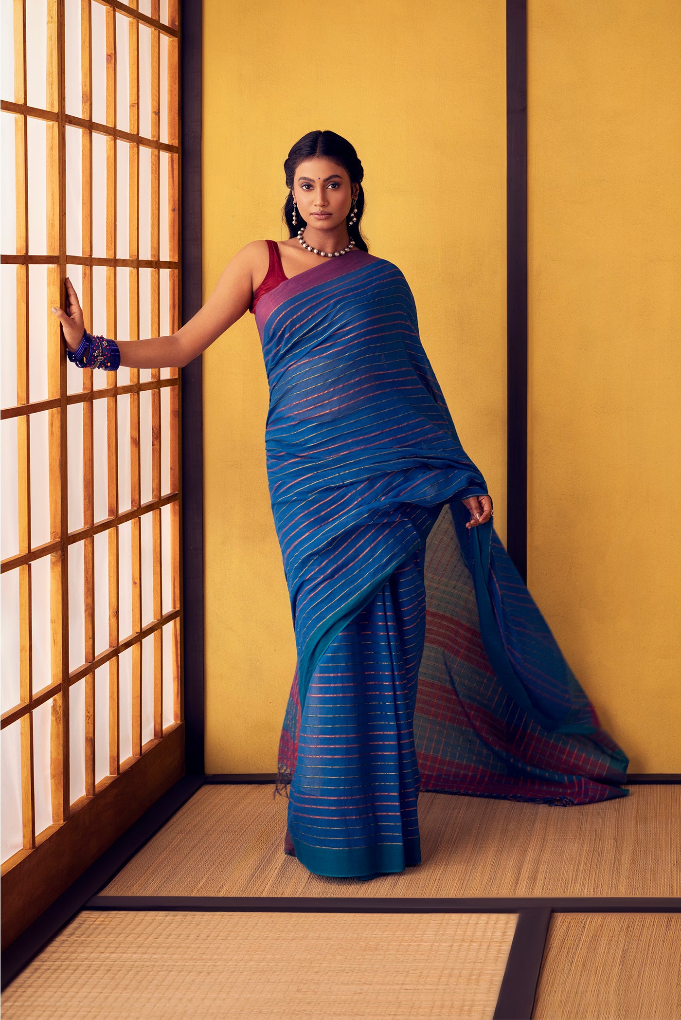 Mishri-Blue Cotton Saree