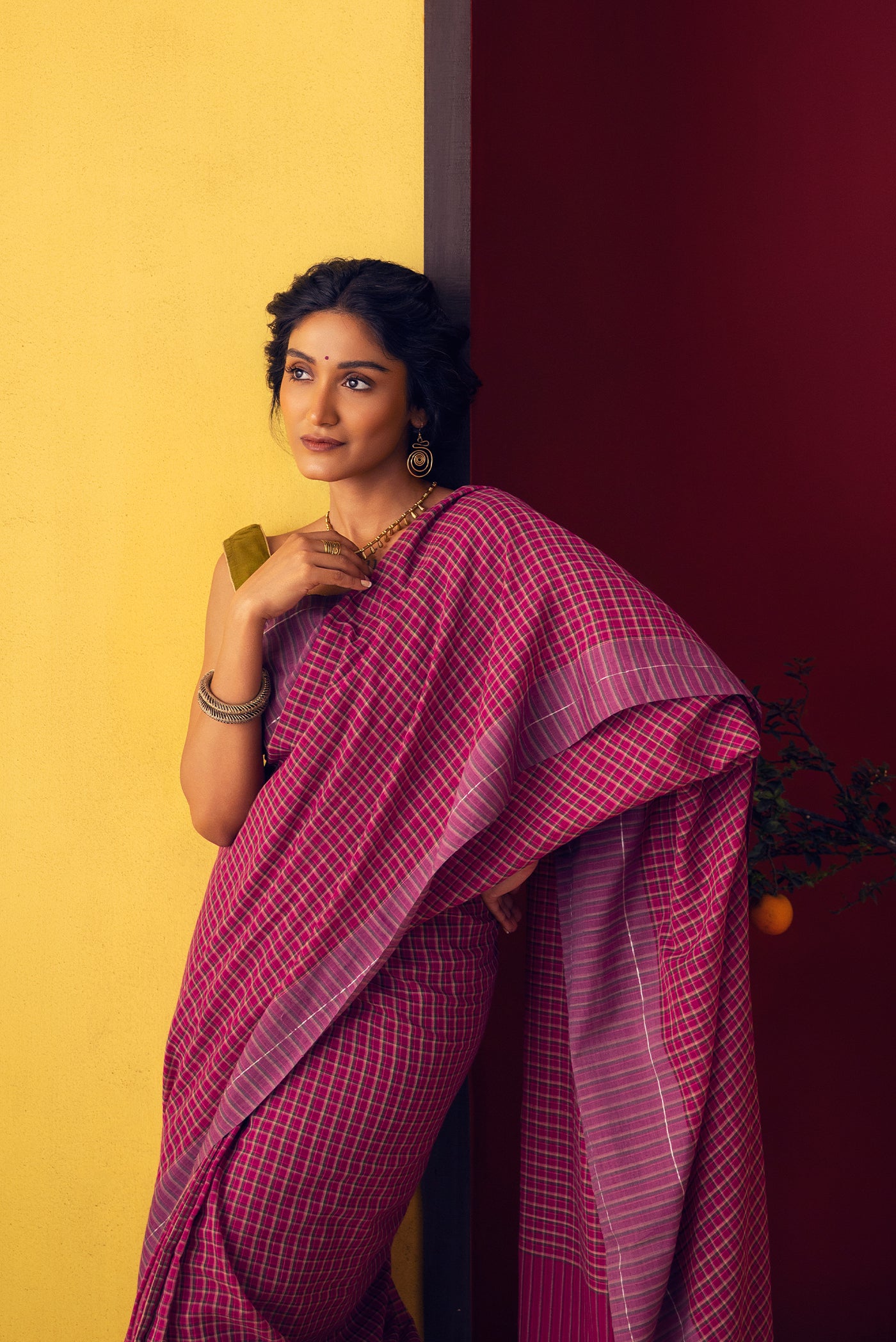Patang-Burgundy Cotton Saree