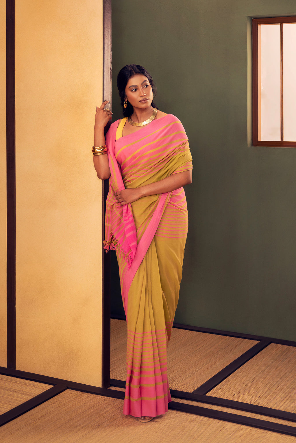 Titli-Green Cotton Saree