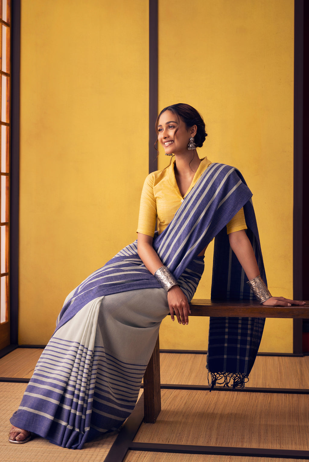 Titli-Powder Blue Cotton Saree