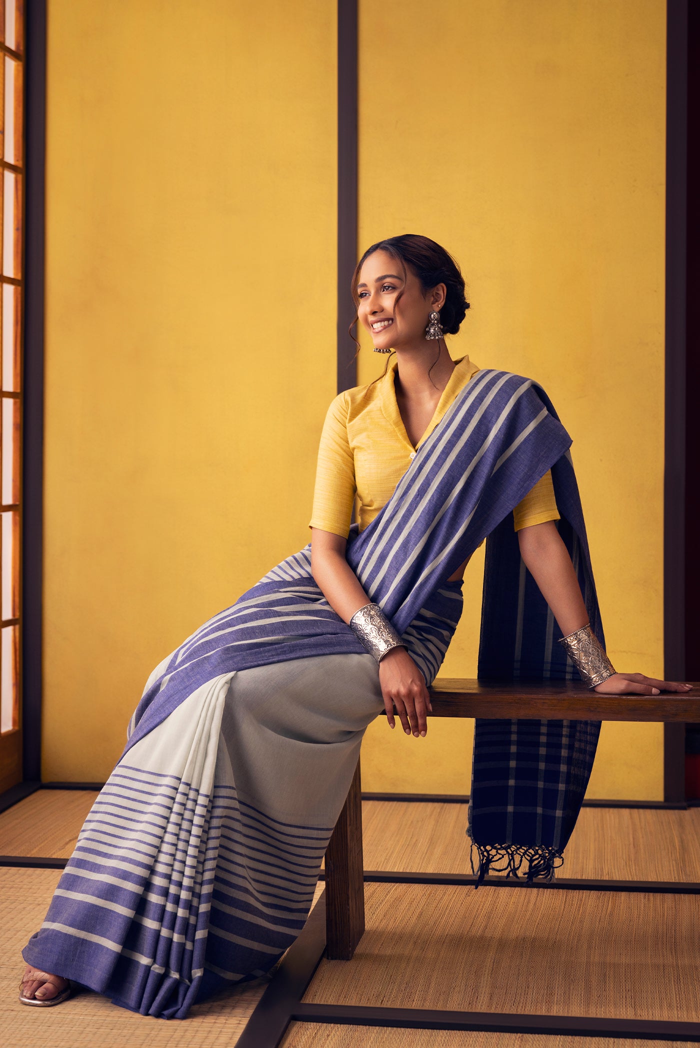 Titli-Powder Blue Cotton Saree