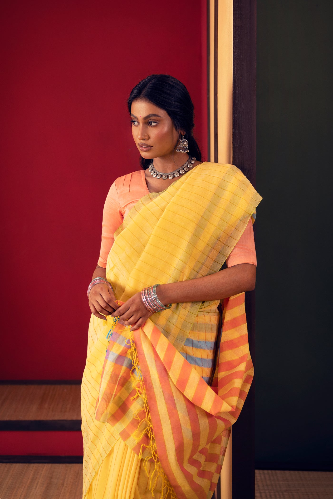 Kuhu - Yellow Cotton Saree