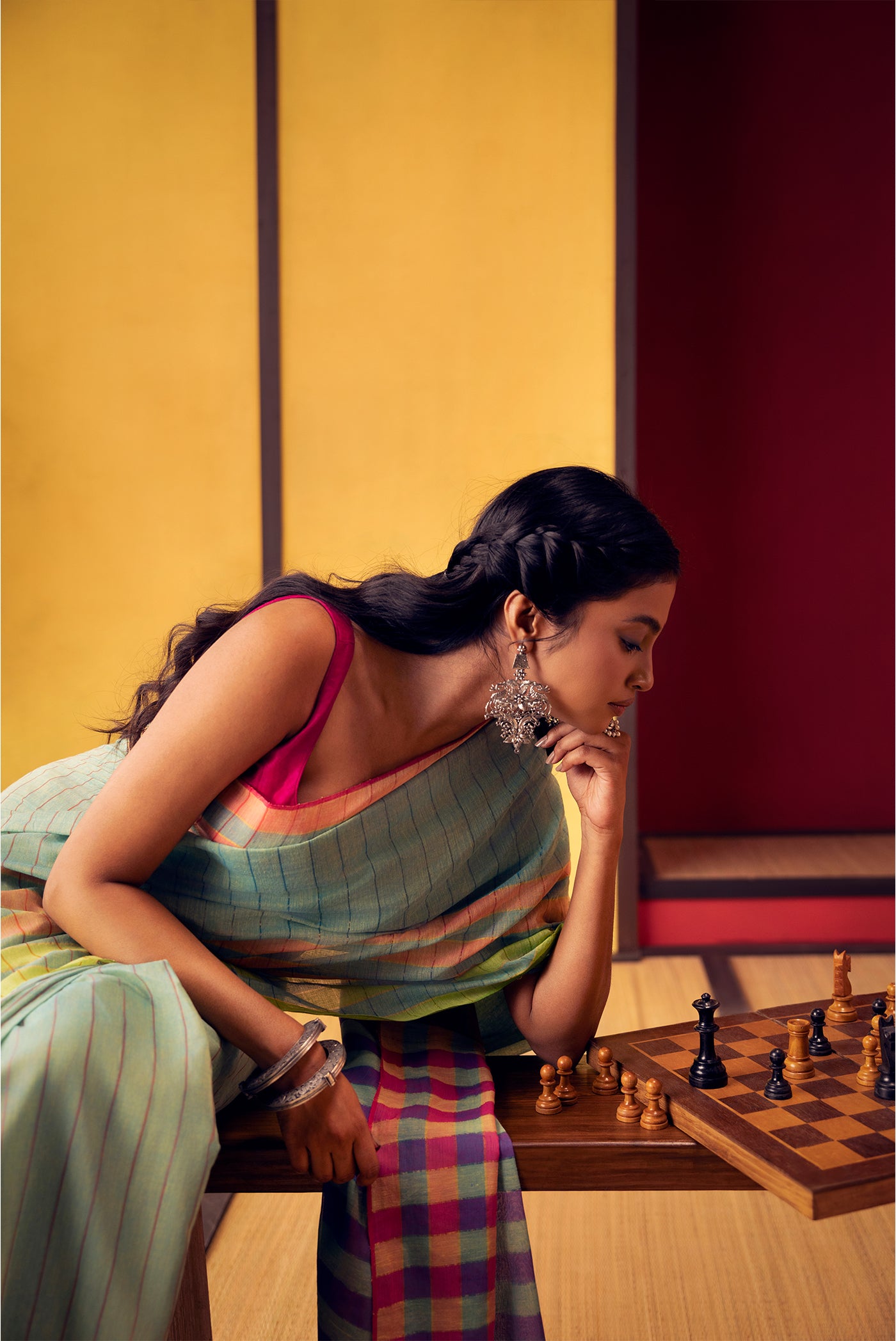Kuhu-Mint Green Cotton Saree