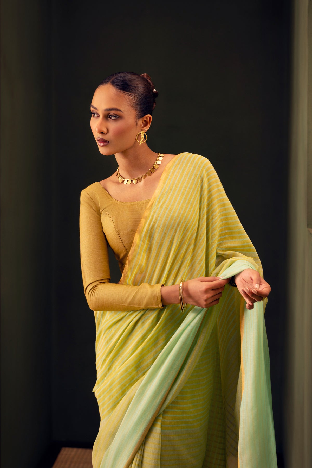 Fiza-Pista Green Cotton Saree