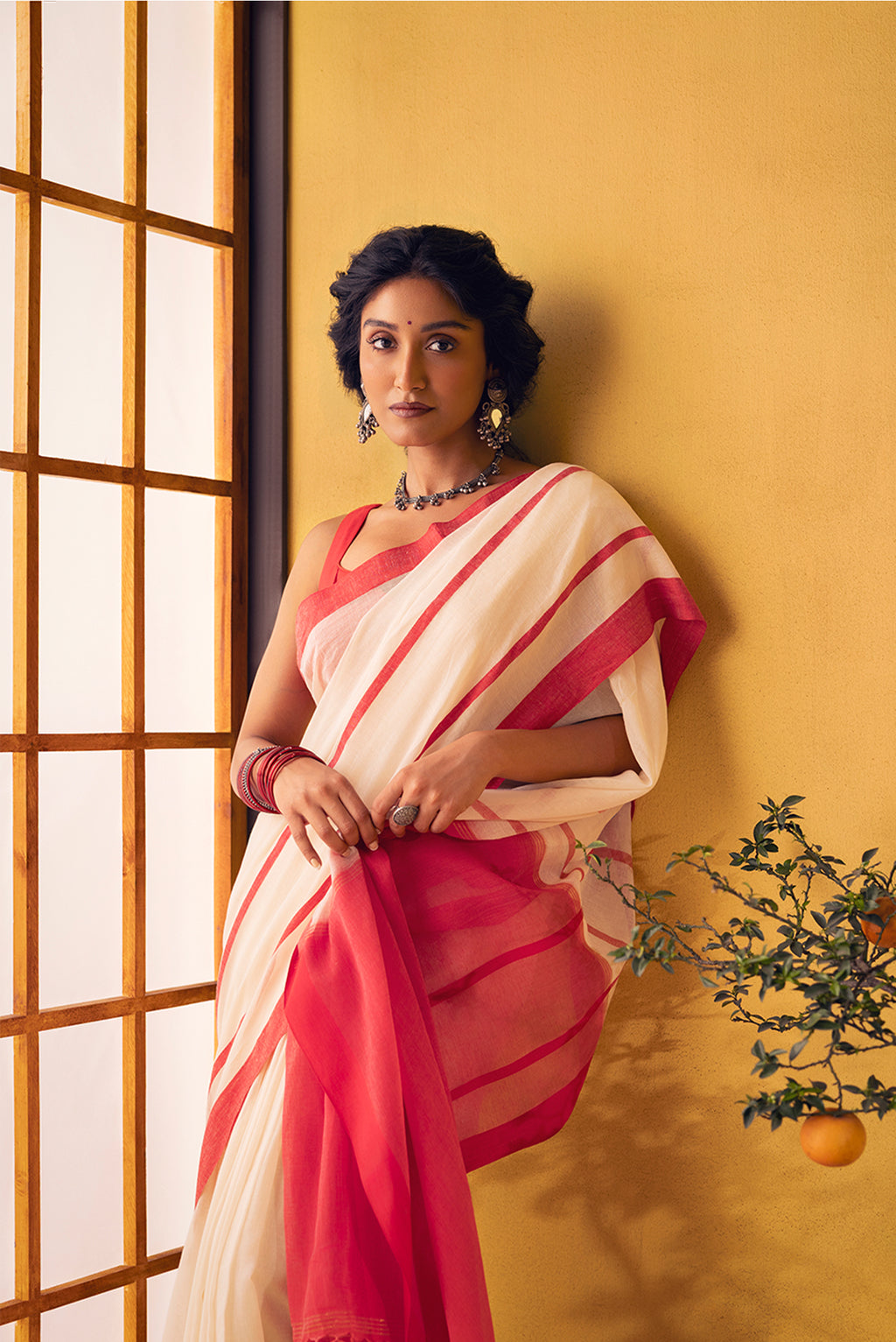Chhaya-Off White Cotton Saree