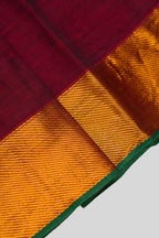 Detailed shot of Maroon  Kids Ethnic Dress featuring a U-neck, Sleeveless Design and Plain Body Pattern with Gold Zari Detailing