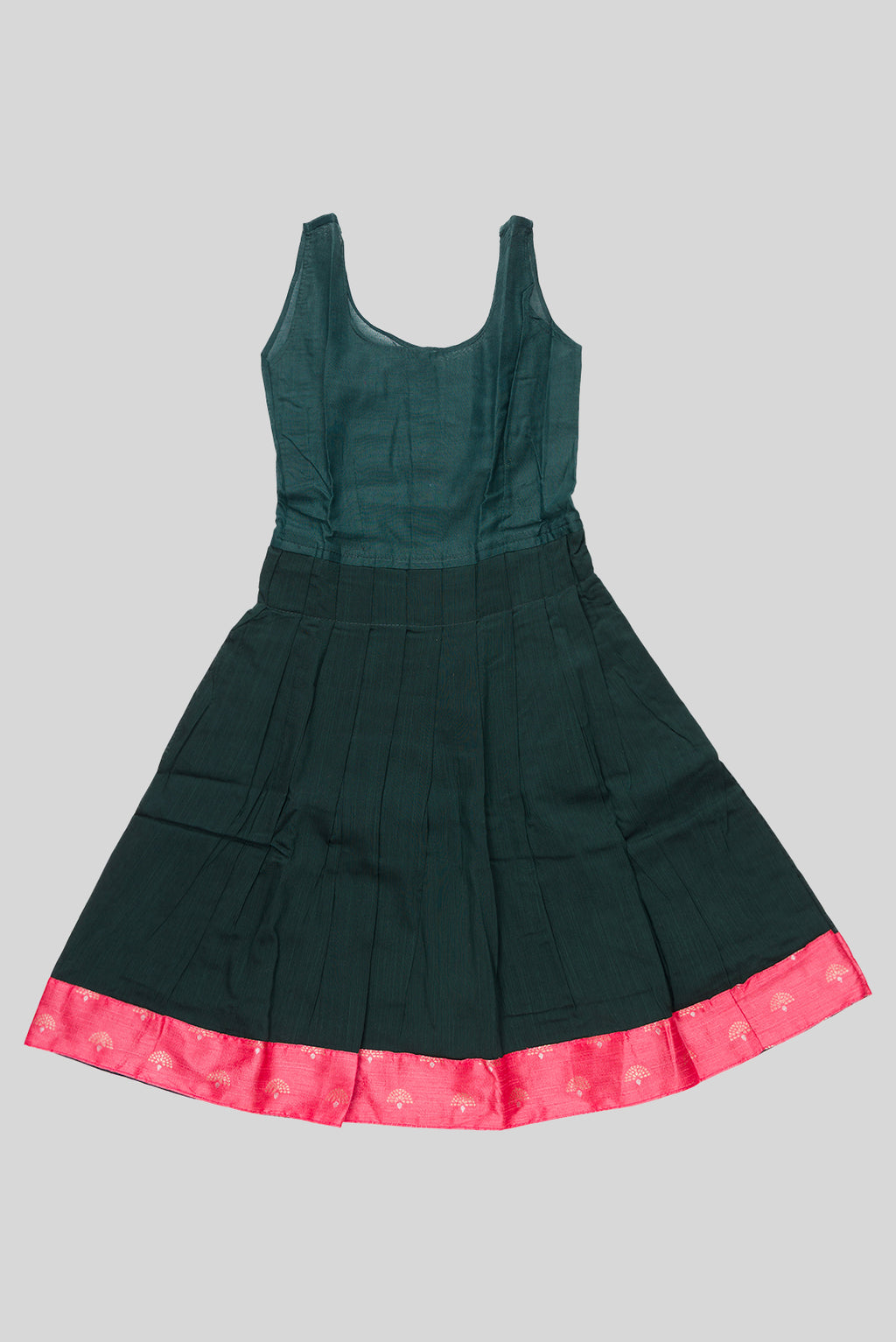 Skirt Image of Green Readymade Cotton Pavadai Set with Zari Butta on the body and Fancy Border