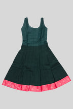 Skirt Image of Green Readymade Cotton Pavadai Set with Zari Butta on the body and Fancy Border
