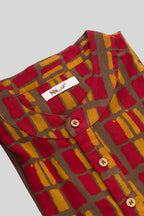 Detailed shot of Maroon Pure Cotton Printed Mens Kurta